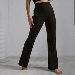 NWT Lunya Cozy Cotton Silk Variegated Rib Flare Pant In Immersed Black